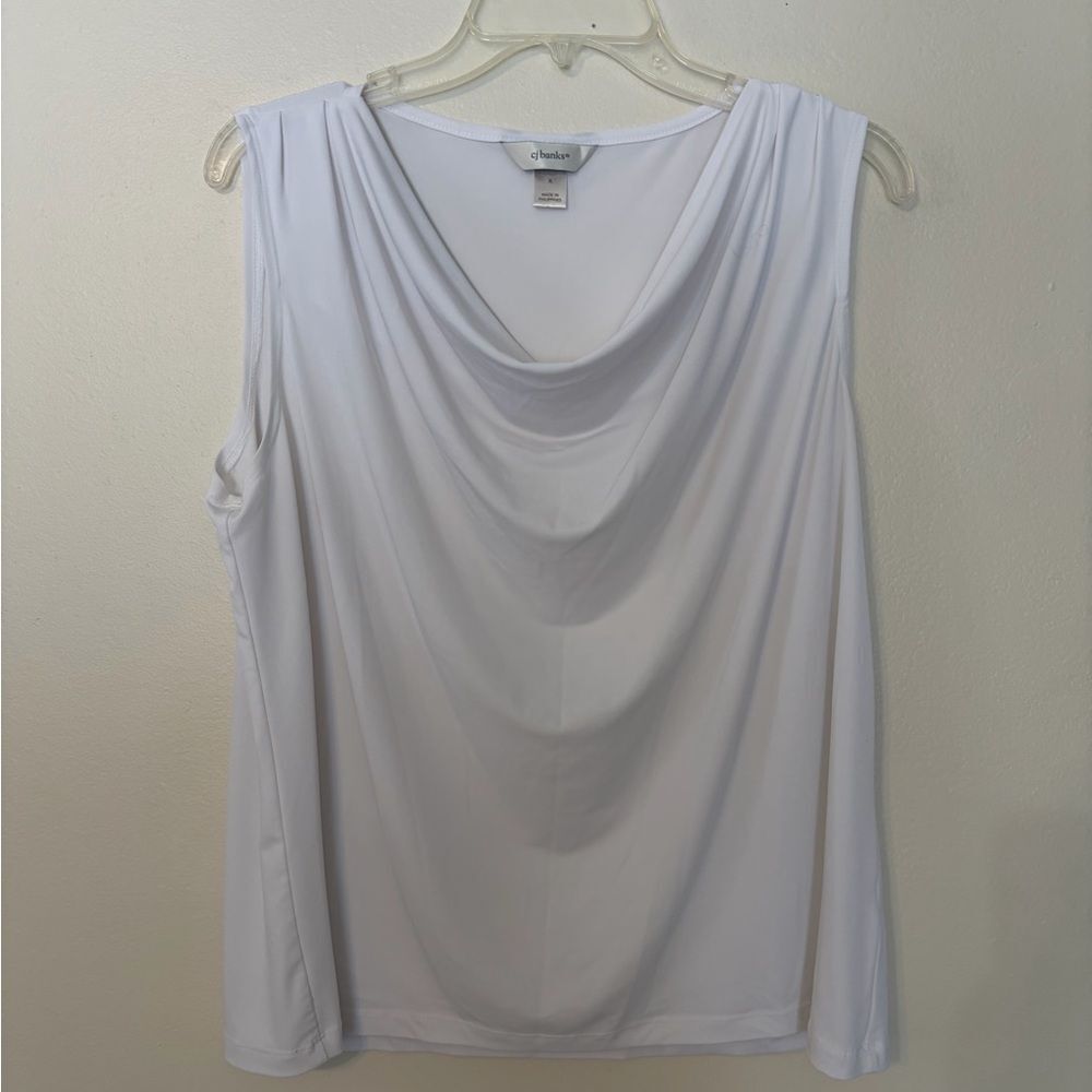 CJ Banks White Draped Women's Blouse